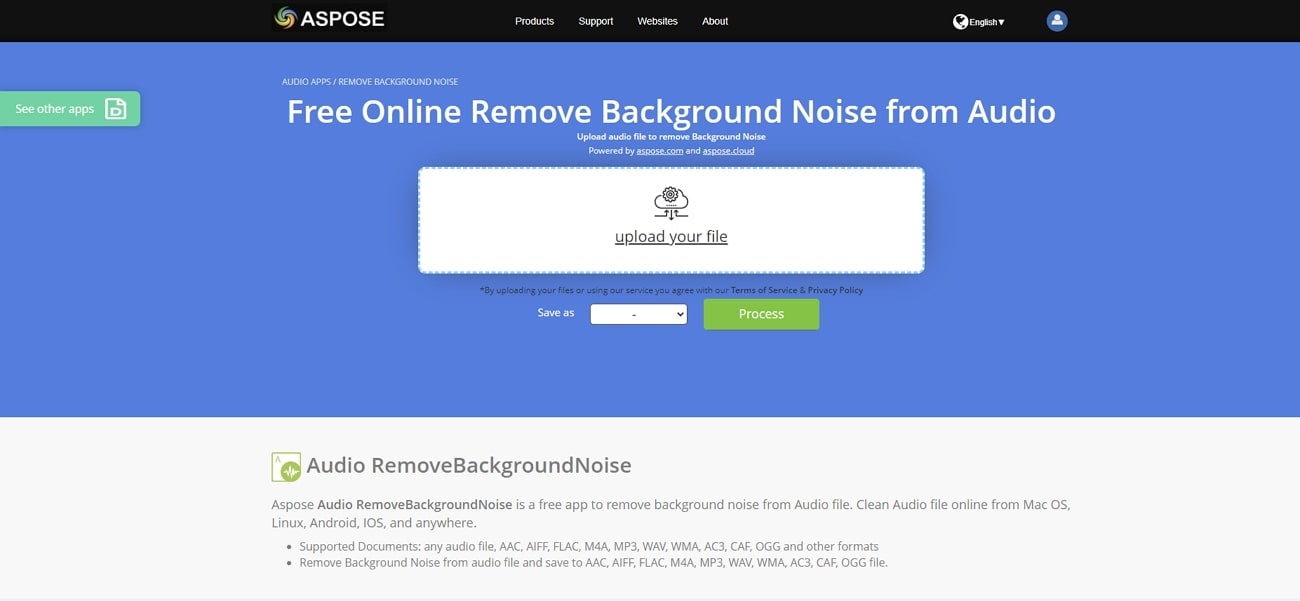 aspose background noise removal online