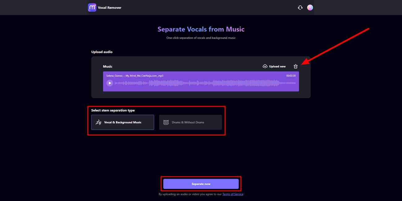 perform vocal removal on media io