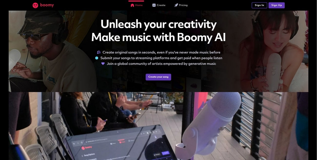 boomy ai webseite