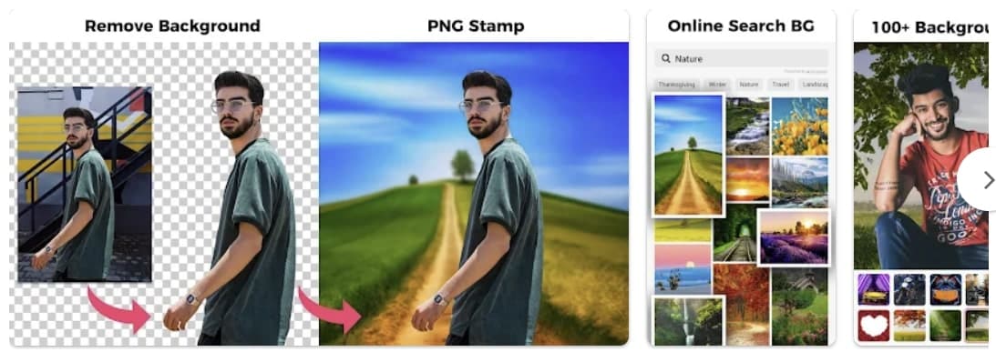 app Android per l'editor di foto con gomma per sfondo