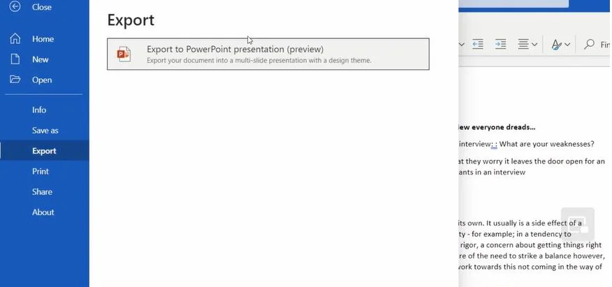 étape 2 exporter vers ppt