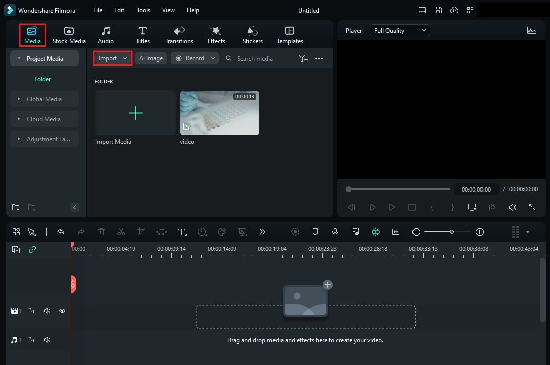 import your clip in media section