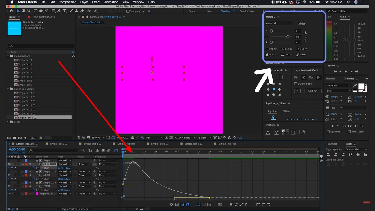 utilizar editor gráfico y guión de movimiento