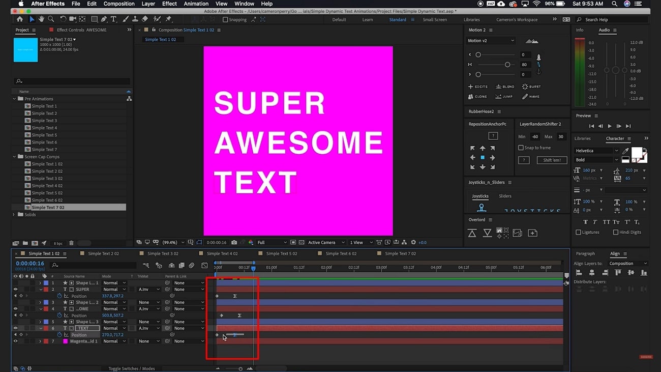 set offsets of keyframes