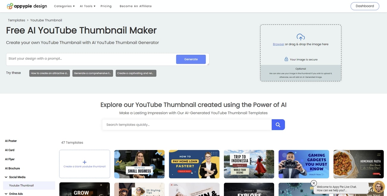 appy pie youtube ai thumbnail creator