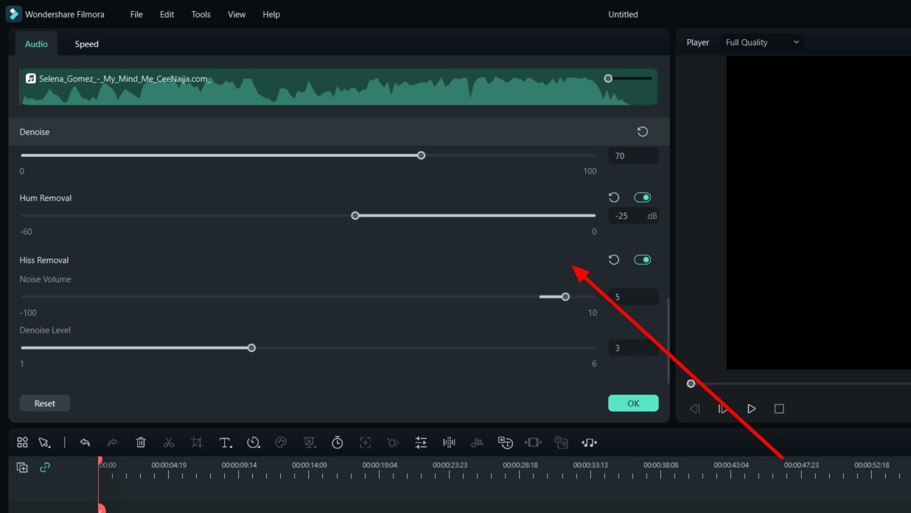 change denoise settings