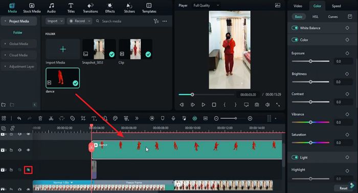 adding dance effect into timeline