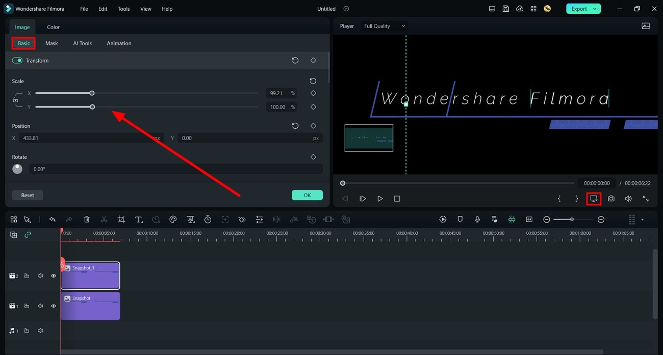 change axis of second snapshot