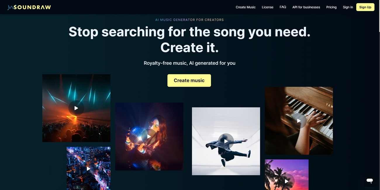 sito web di soundraw ia