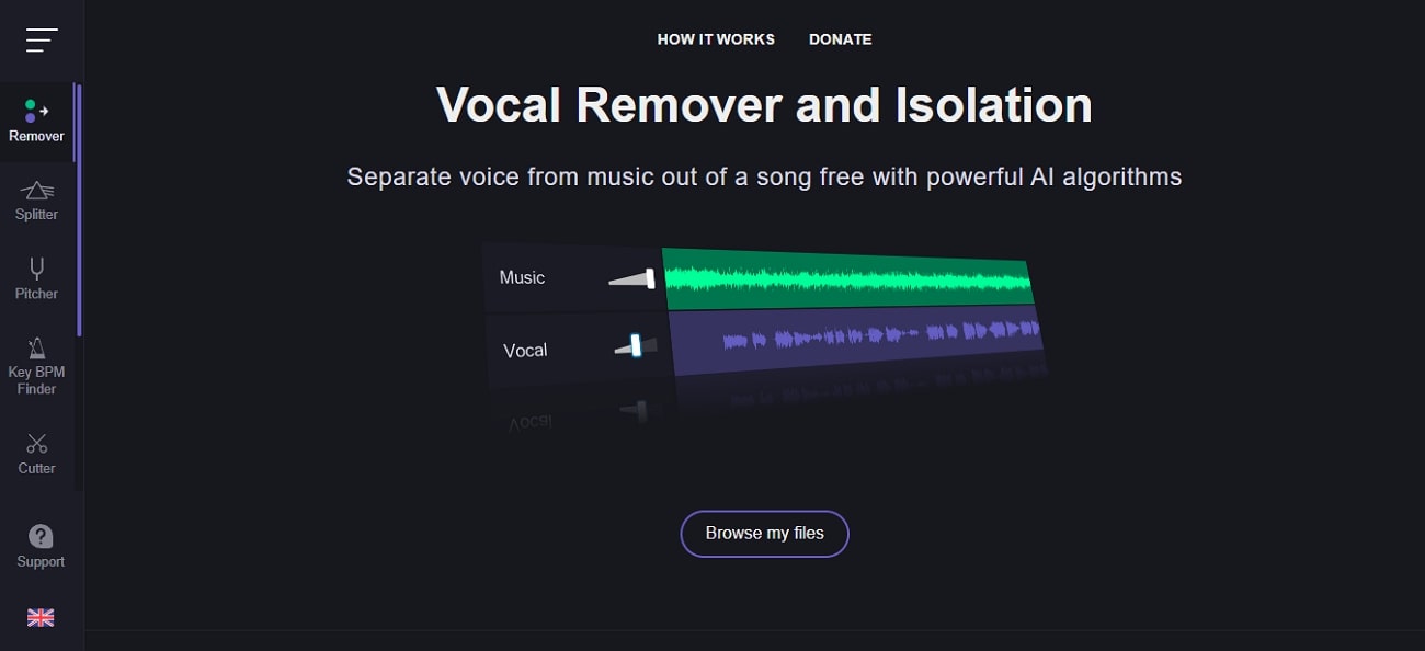 أداة vocal remover and isolation لإزالة الصوت بالذكاء الاصطناعي