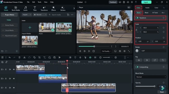 add video layers to create transition