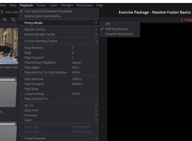 Reduza a resolução proxy da linha do tempo