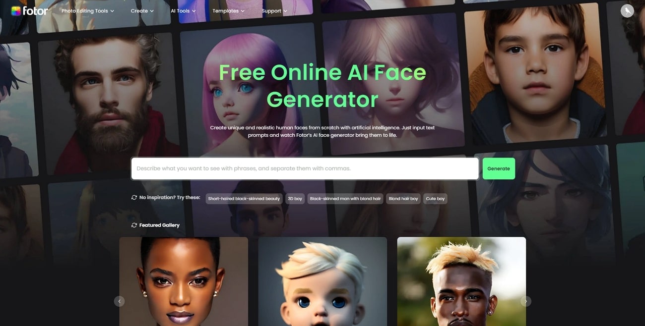 Générateur de visage fotor ai