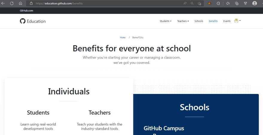 sign up to github education