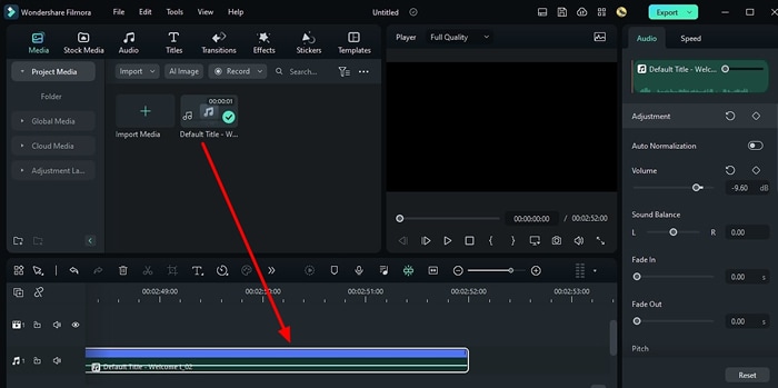 importation d'audio dans la frise chronologique