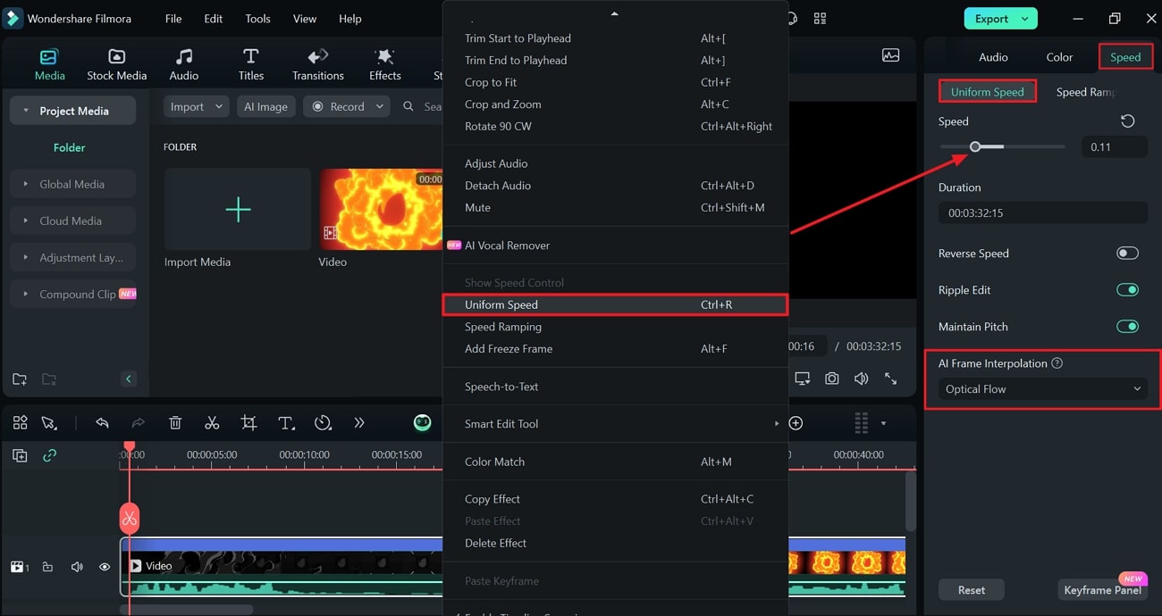 reduce la velocidad y fija el fotograma ia