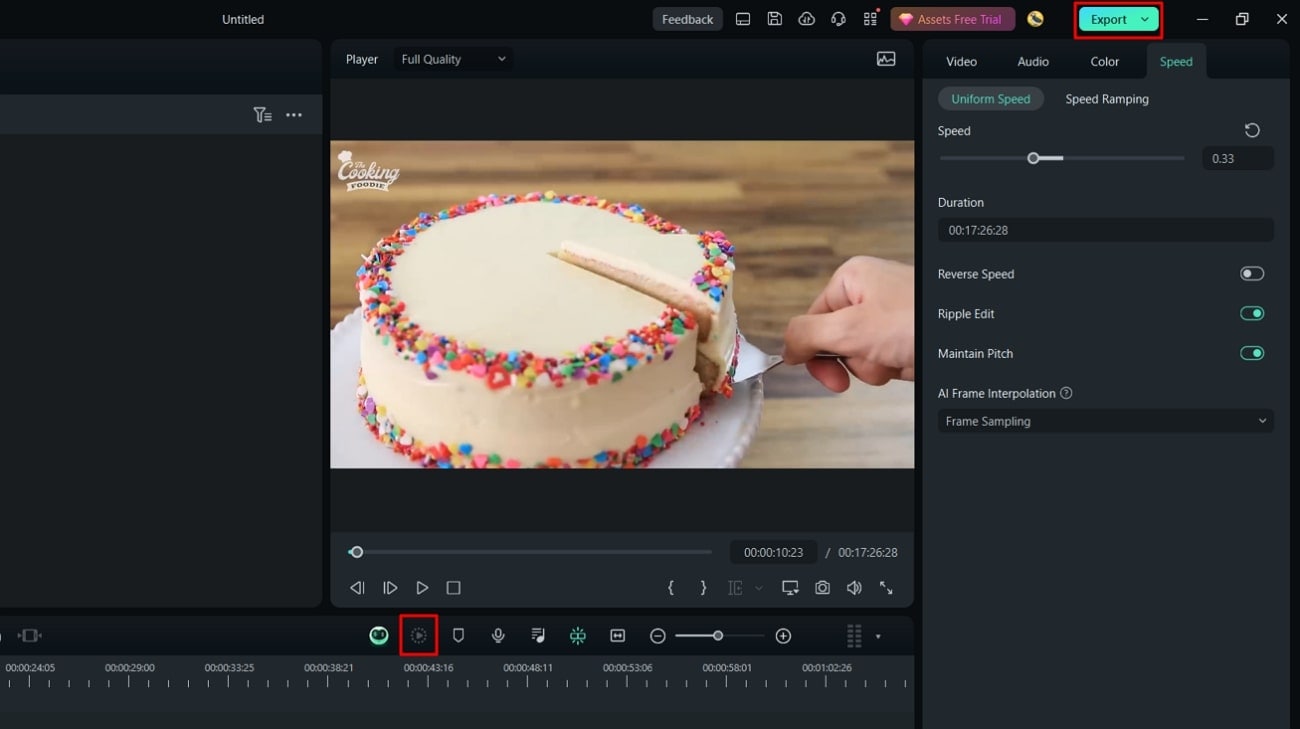 Ative a opção de fluxo óptico e renderize o vídeo