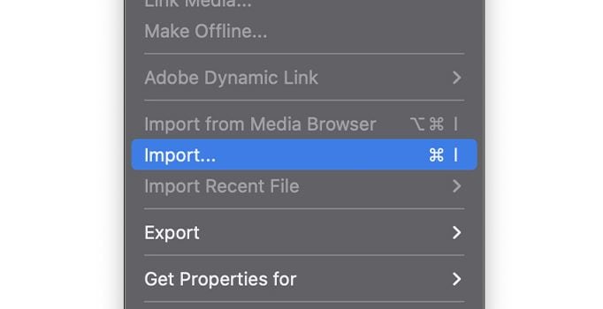 импорт файлов в premiere pro