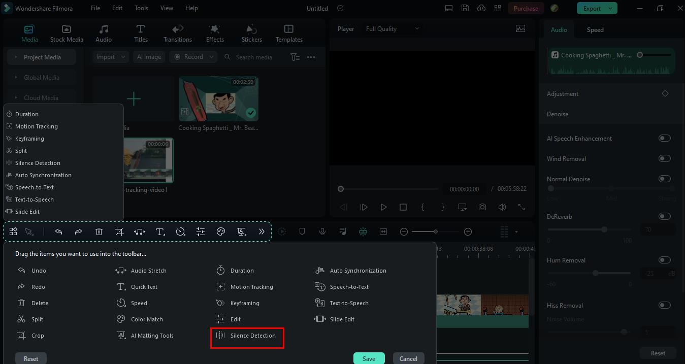 filmora silence detection