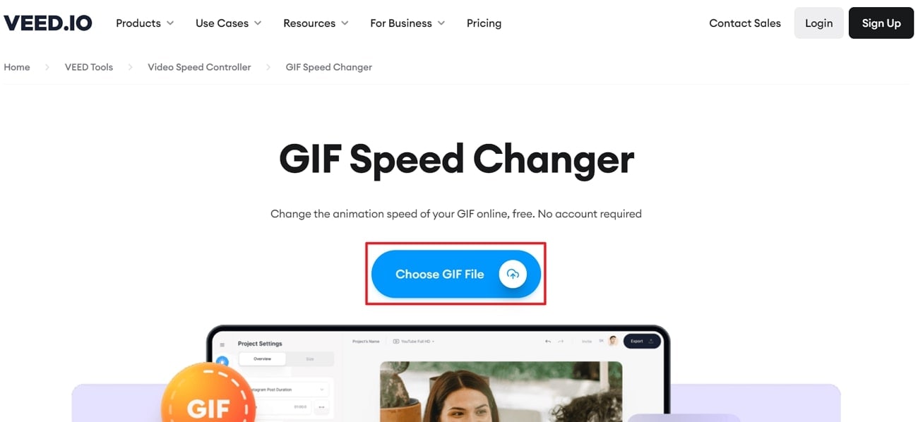 accedi a gif speed changer veed io