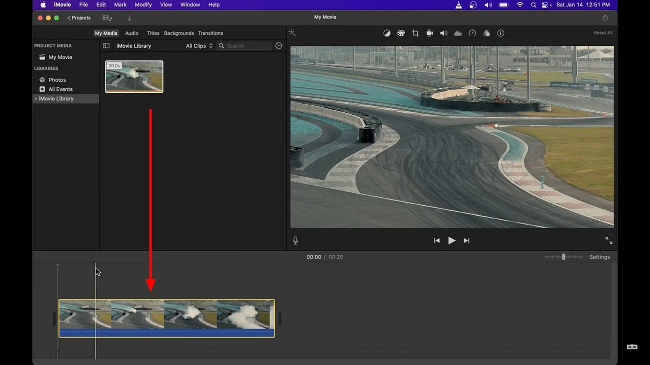 إضافة فيديو إلى imovie