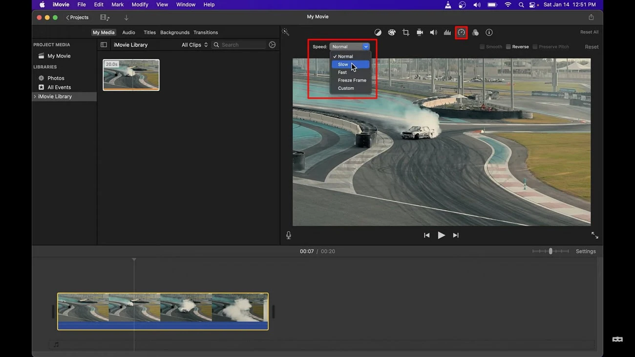 change speed in imovie