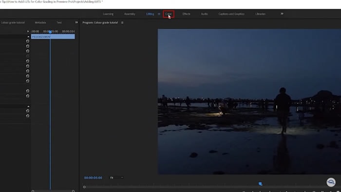 import video and open color workspace