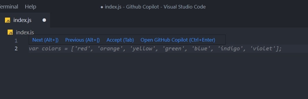 accept suggestions on visual studio