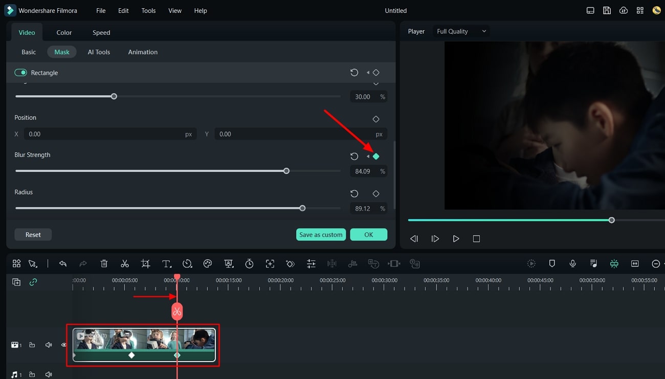 add keyframes during masking