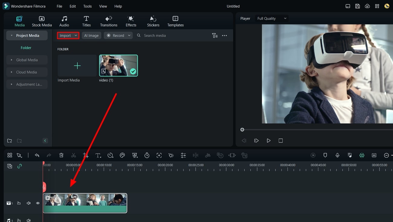 import video to timeline