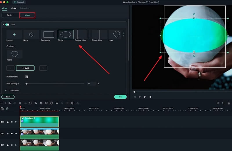 adjust mask size in preview panel