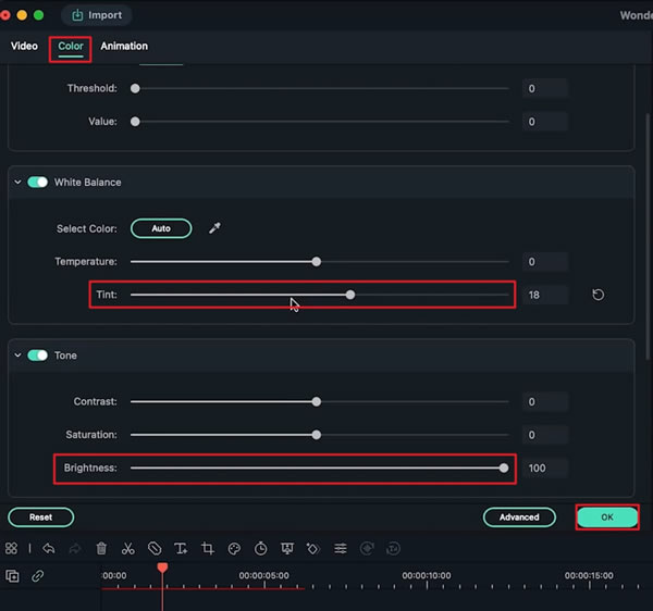 set tint and brightness for color