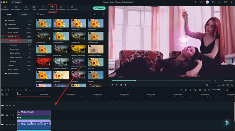 apply cinematic effects for color grading