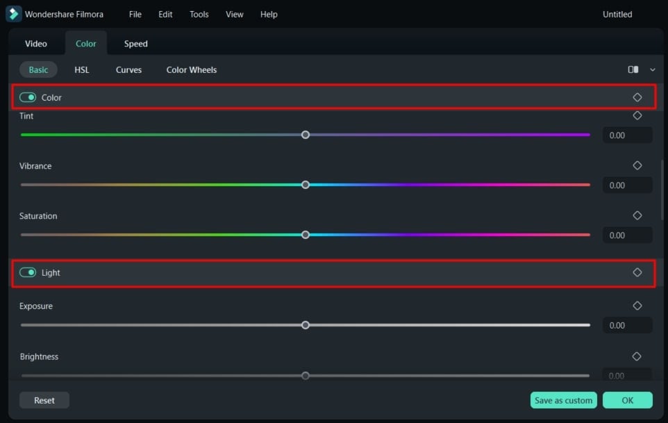 ajustar configurações básicas de cores