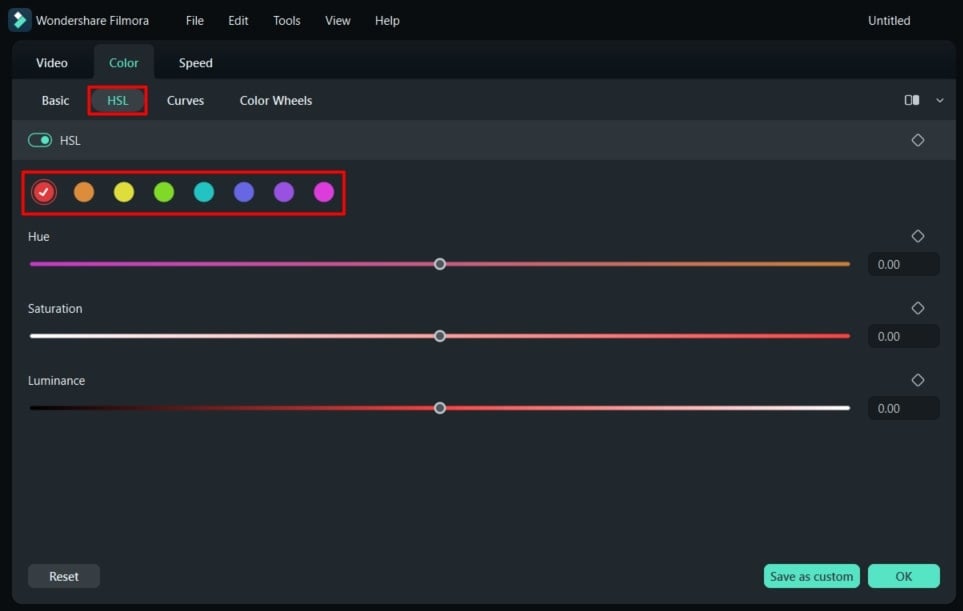 adjust hsl settings