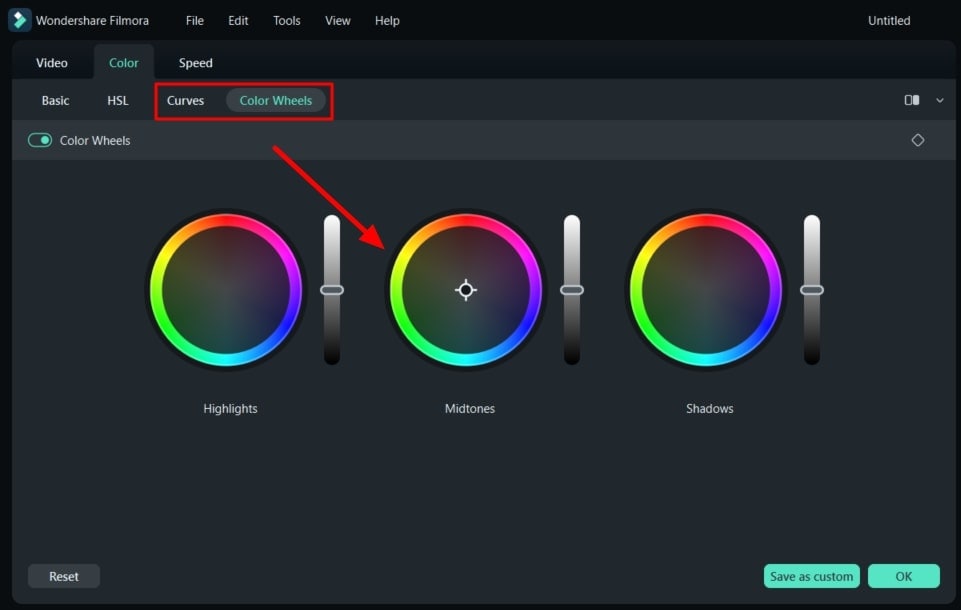 manage curves and color wheels