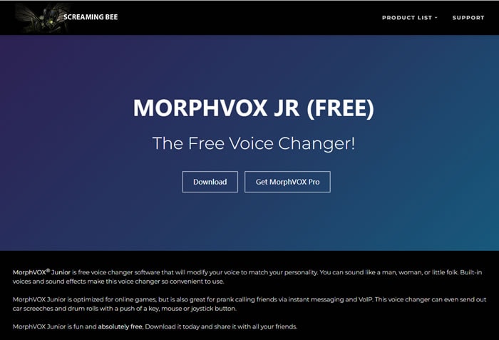 morphvox jr free voice changer