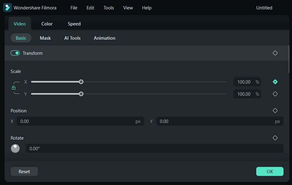 keyframing filmora