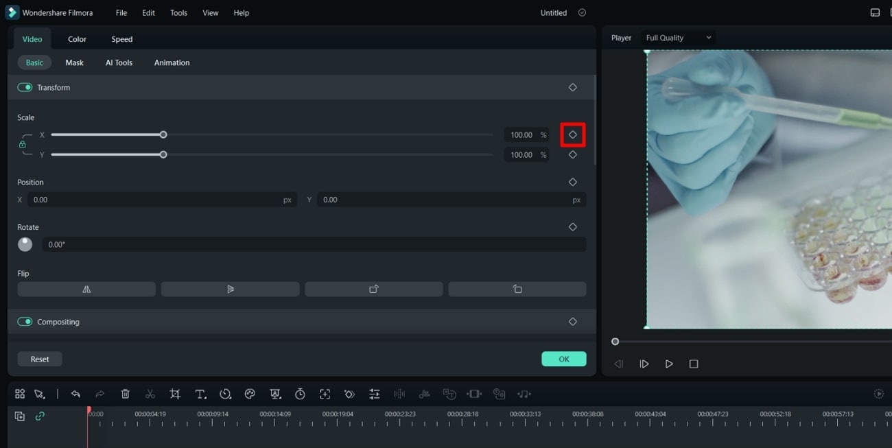 Keyframes für verschiedene Parameter hinzufügen