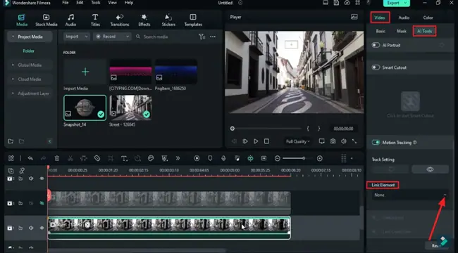 link elements after motion tracking