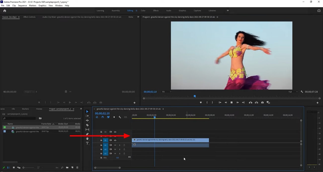 Importe o vídeo para o Premiere Pro