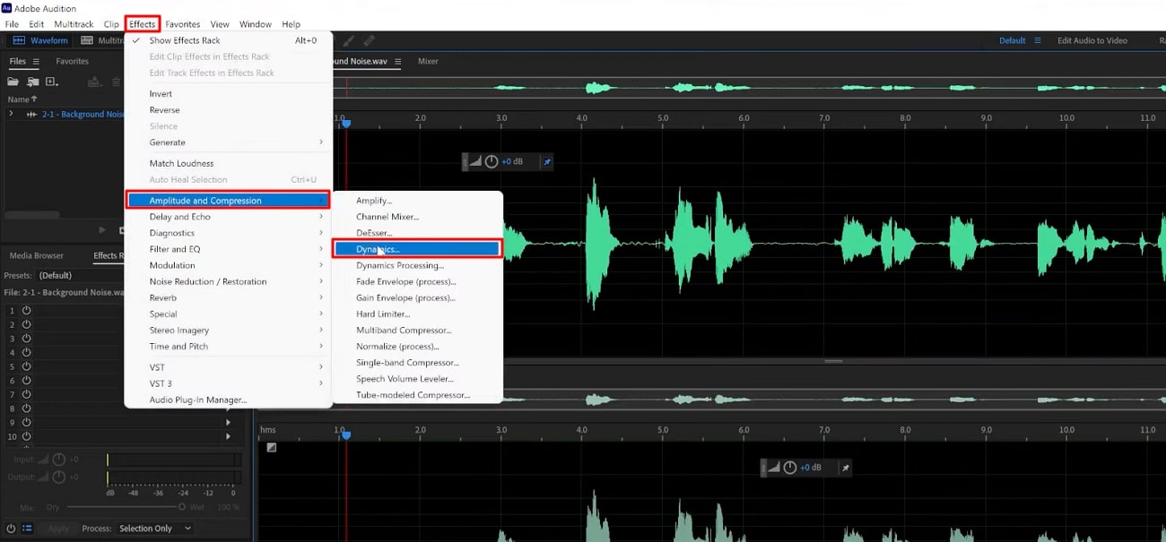 accedere alle opzioni audio dinamiche