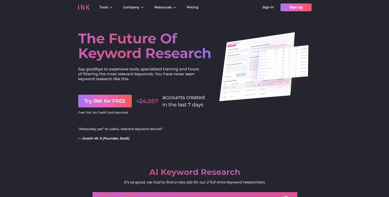 ai keyword research inkforall