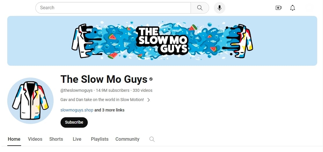 Canal do YouTube - The Slow Motion Guys