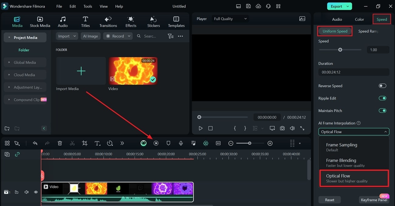 ampliar las opciones de interpolación de fotogramas ia