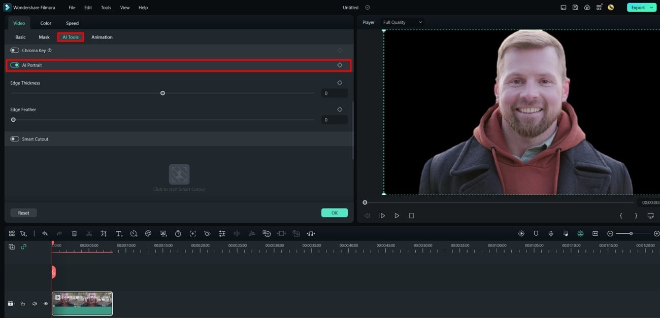 filmora remove video background
