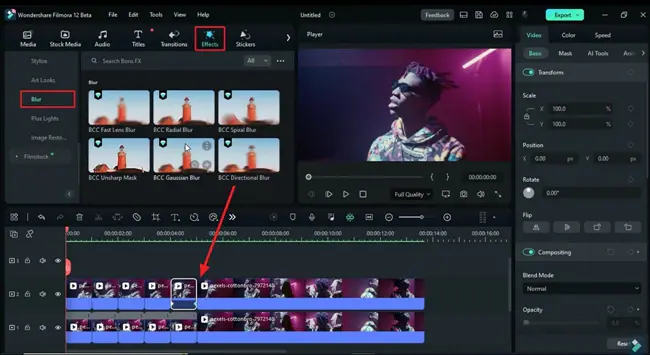 apply blur effect on video