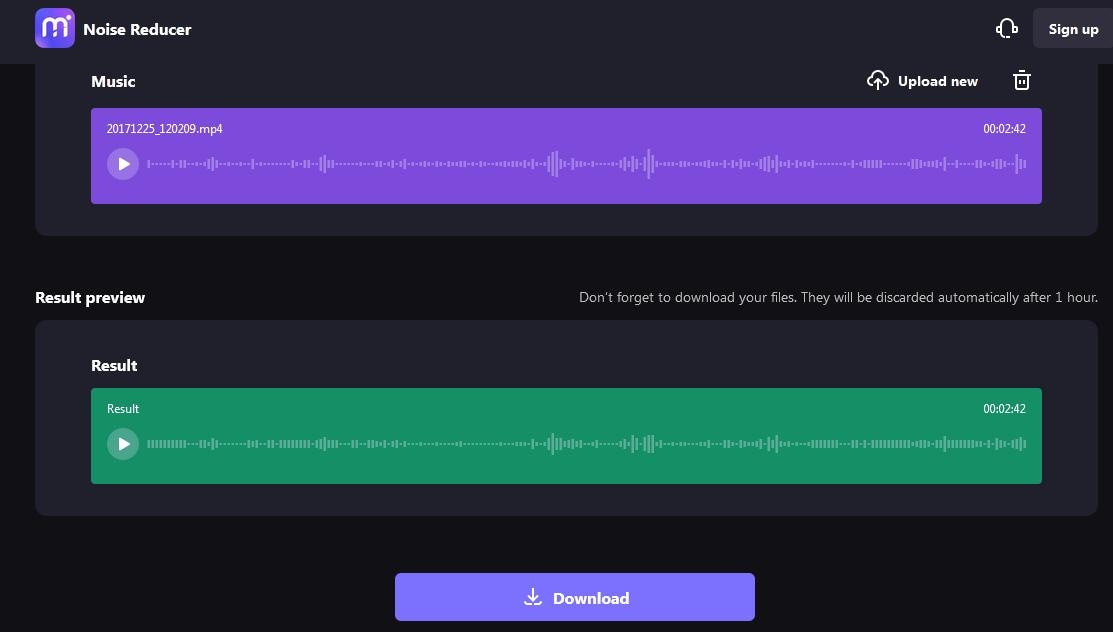 download denoised audio