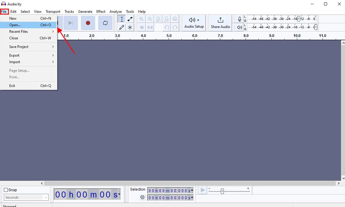 استيراد المسار في audacity