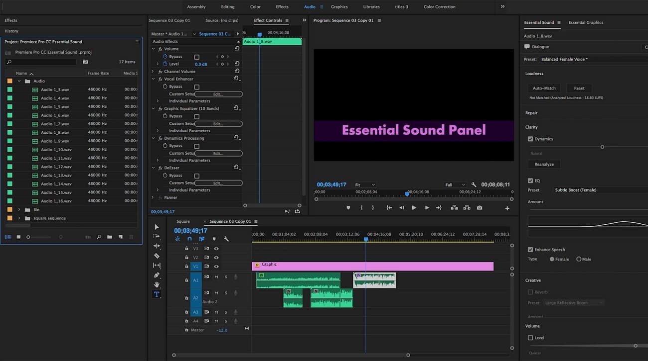 premiere pro لإزالة المقاطع الصوتية